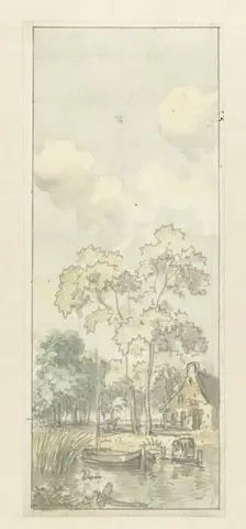 Design for wallpaper painting with a Dutch landscape, c.1752-c.1819. Creator: Juriaan Andriessen