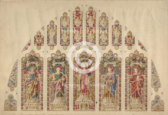 Design for a Multi-paned Stained-glass Window, Church of the Divine Paternity, New York, ca.1898. Creator: Clayton and Bell.