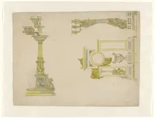 Design for a mantel clock and two candelabra, c.1825-c.1835. Creator: Adrien Louis Marie Cavelier