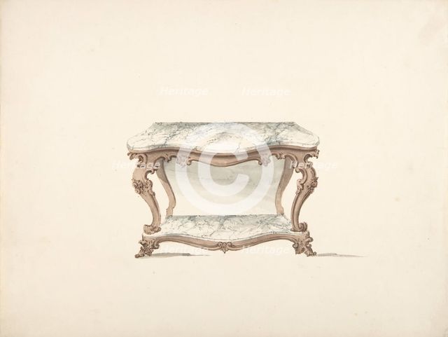 Design for a Marble Topped Table with a Marble Shelf, early 19th century. Creator: Anon.