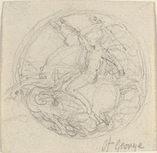 Design for a Medal Representing Saint George and the Dragon, c. 1800?. Creator: John Flaxman