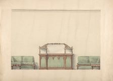 Design for a Mirrored, Marble-topped Cabinet and Two Sofas, early 19th century. Creator: Anon