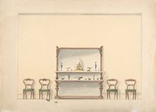 Design for a Mirrored, Marble-topped Sideboard and Four Chairs, early 19th century. Creator: Anon