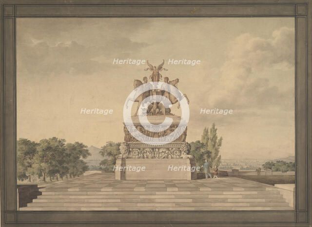 Design for a Monument of the Victory of Waterloo (recto)..., 1815. Creator: Leo von Klenze.