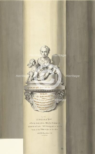 Design for a monument for C. Brunings: a bust, 1806. Creator: Bartholomeus Ziesenis.
