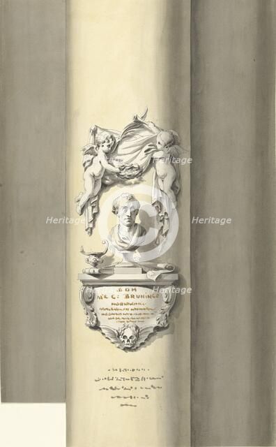 Design for a monument for C. Brunings: a bust with putti, 1806. Creator: Bartholomeus Ziesenis.