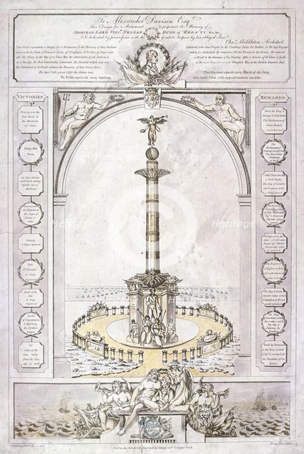 Design for a monument to Admiral Lord Nelson in the form of a column, 1806. Artist: Charles Middleton