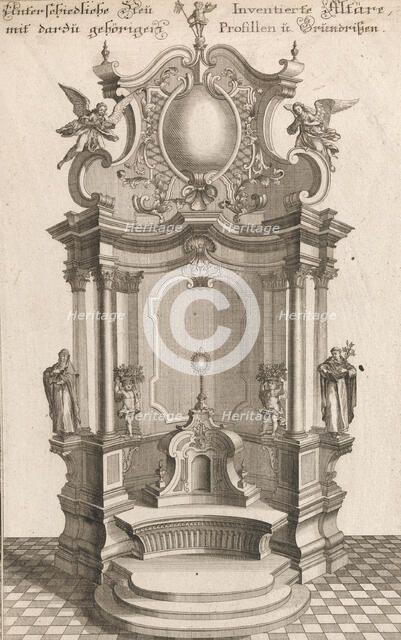 Design for a Monumental Altar, Plate a from 'Unterschiedliche Neu Inventier..., Printed ca. 1750-56. Creator: Johann Michael Leüchte.