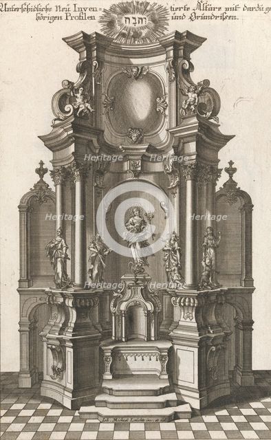 Design for a Monumental Altar, Plate c from 'Unterschiedliche Neu Inventier..., Printed ca. 1750-56. Creator: Georg Gottfried Winckler.