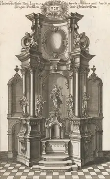 Design for a Monumental Altar, Plate c from Unterschiedliche Neu Inventier..., Printed ca. 1750-56. Creator: Georg Gottfried Winckler