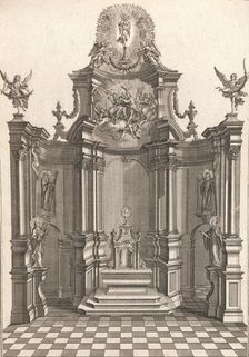 Design for a Monumental Altar, Plate e from Unterschiedliche Neu Inventier..., Printed ca. 1750-56. Creator: Johann Michael Leüchte