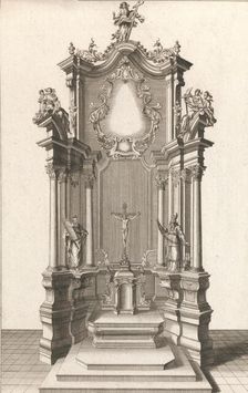 Design for a Monumental Altar, Plate h from Unterschiedliche Neu Inventier..., Printed ca. 1750-56. Creator: Johann Michael Leüchte