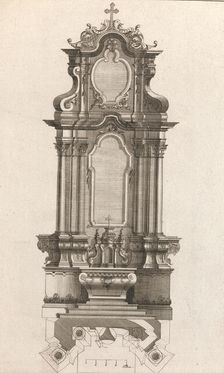 Design for a Monumental Altar, Plate m from Unterschiedliche Neu Inventier..., Printed ca. 1750-56. Creator: Johann Michael Leüchte
