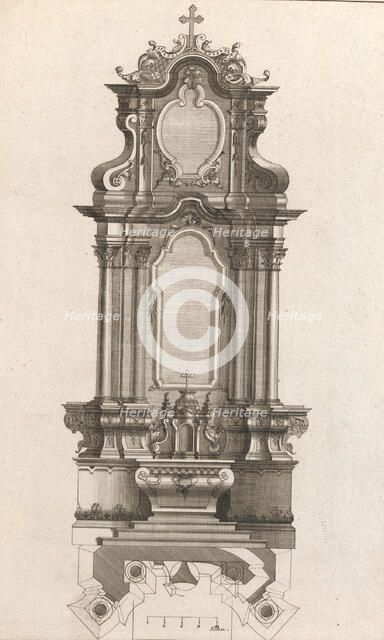 Design for a Monumental Altar, Plate m from 'Unterschiedliche Neu Inventier..., Printed ca. 1750-56. Creator: Johann Michael Leüchte.