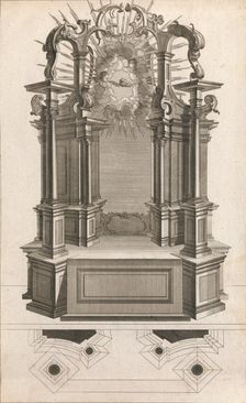 Design for a Monumental Altar, Plate n from Unterschiedliche Neu Inventier..., Printed ca. 1750-56. Creator: Carl Pier