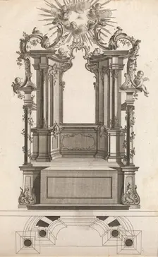 Design for a Monumental Altar, Plate o (?) from Unterschiedliche Neu Inv..., Printed ca. 1750-56. Creator: Jacob Gottlieb Thelot