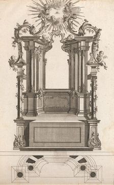 Design for a Monumental Altar, Plate o (?) from Unterschiedliche Neu Inv..., Printed ca. 1750-56. Creator: Jacob Gottlieb Thelot