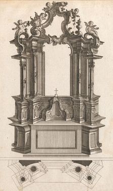Design for a Monumental Altar, Plate p from Unterschiedliche Neu Inventi..., Printed ca. 1750-56. Creator: Jacob Gottlieb Thelot