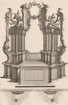 Design for a Monumental Altar, Plate q from Unterschiedliche Neu Inventi..., Printed ca. 1750-56. Creator: Jacob Gottlieb Thelot