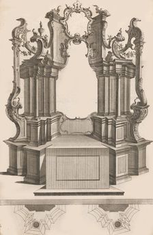 Design for a Monumental Altar, Plate q from Unterschiedliche Neu Inventi..., Printed ca. 1750-56. Creator: Jacob Gottlieb Thelot