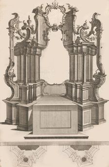 Design for a Monumental Altar, Plate q from Unterschiedliche Neu Inventi..., Printed ca. 1750-56. Creator: Jacob Gottlieb Thelot