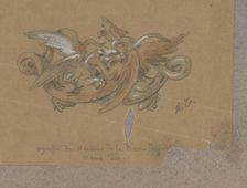 Design for a Buckle in the Shape of Two Fighting Chimeras, c.1864-c.1894. Creator: Henri Cameré