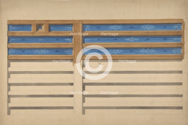 Design for a beamed ceiling with painted panels, 1830-97. Creators: Jules-Edmond-Charles Lachaise, Eugène-Pierre Gourdet.