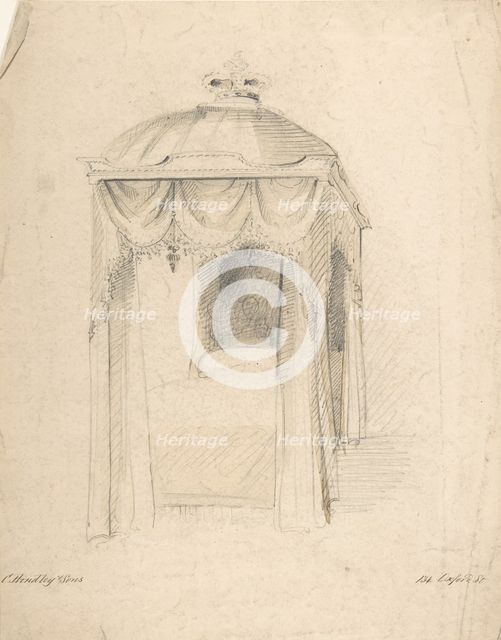 Design for a Bed with Canopy, 1841-84. Creator: Charles Hindley & Sons.