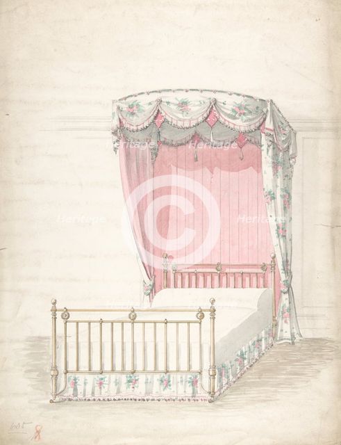 Design for a Bed and Canopy, 1841-1917. Creator: Charles Hindley & Sons.