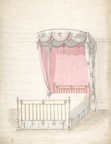 Design for a Bed and Canopy, 1841-1917. Creator: Charles Hindley & Sons