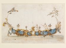 Design for a Bissona, with two gondoliers in Chinese dress, ca 1766-1770