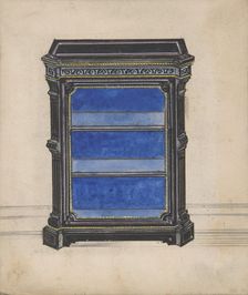 Design for a Black Cabinet with a Blue Interior, 19th century. Creator: Anon
