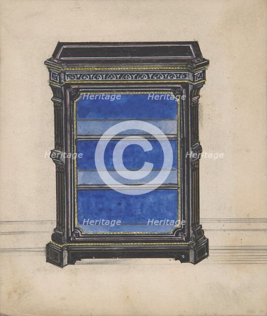 Design for a Black Cabinet with a Blue Interior, 19th century. Creator: Anon.