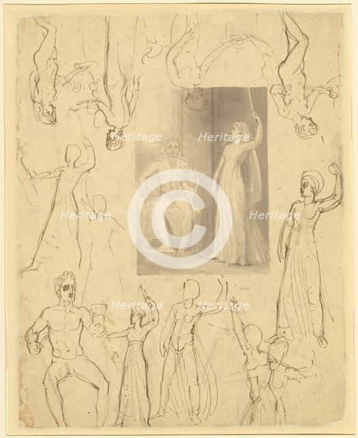 Design for a Book Illustration of Circe and Odysseus [recto], c. 1803. Creator: Thomas Stothard.