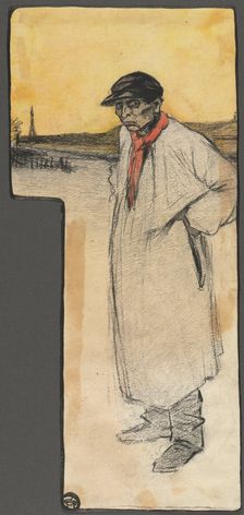 Design for a Book Illustration, Standing Male Figure, after 1901. Creator: George Dupuis (French, 1875-1932)