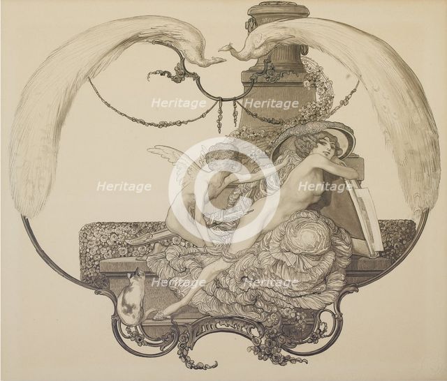 Design for a bookplate. Artist: Bayros, Franz von (1866-1924)