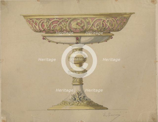Design for a bowl on a base in Romanesque style, c.1864-c.1894. Creator: Henri Cameré.
