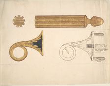Design for a Bracket and Rod for Drapery, 19th century. Creator: Anon