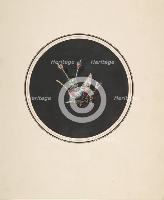 Design for a brooch with a bird motif, 19th century. Creator: Anon.