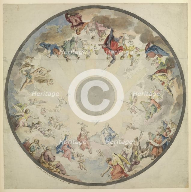 Design for a Cupola with Old and New Testament Figures, 1720-1804. Creator: Pietro de Angelis.