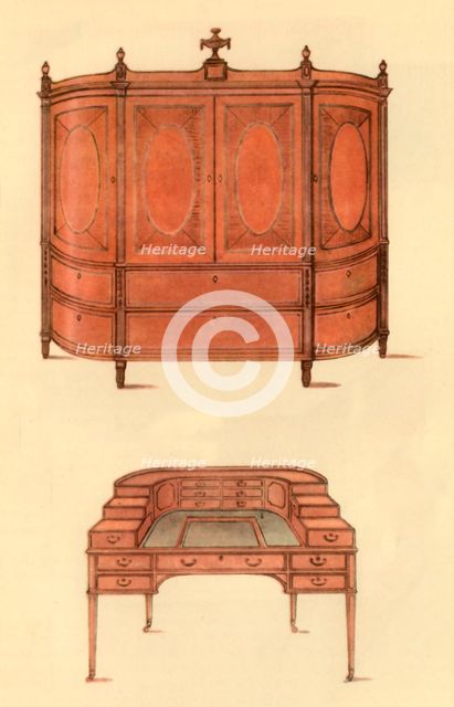 Design for a cupboard and desk for Carlton House, 1787, (1946).  Creator: Unknown.