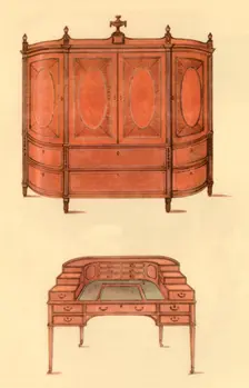 Design for a cupboard and desk for Carlton House, 1787, (1946). Creator: Unknown