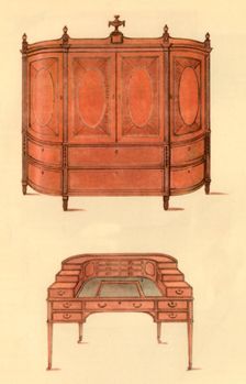 Design for a cupboard and desk for Carlton House, 1787, (1946). Creator: Unknown