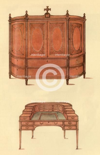Design for a cupboard and desk for Carlton House, 1787, (1946).  Creator: Unknown.