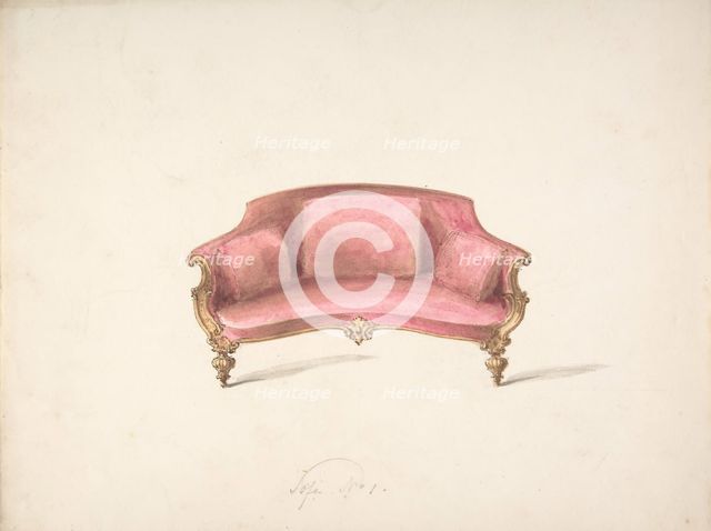 Design for a Curved-back Sofa Upholstered in Red, early 19th century. Creator: Anon.
