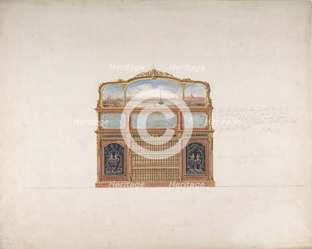 Design for a Cabinet, 1830-90. Creator: Anon.