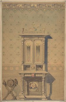 Design for a Cabinet in an Interior Setting, 1870-80. Creator: Anon