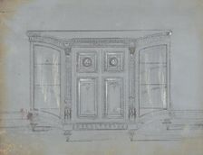 Design for a Cabinet with Glass Side Doors and Porcelain Plaques, 19th century. Creator: Anon