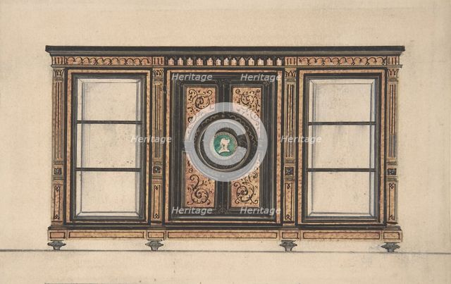 Design for a Cabinet with Portrait Rondel, 19th century. Creator: Anon.