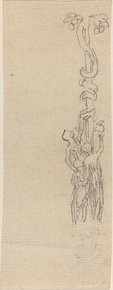 Design for a Candelabrum Representing the Three Graces Gathering the Apples of Hesper, c. 1816. Creator: John Flaxman
